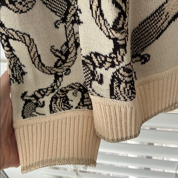 St.John Sport Vintage Sweater Cardigan Cream Gold Black Full Zip SZ M - Picture 6 of 7